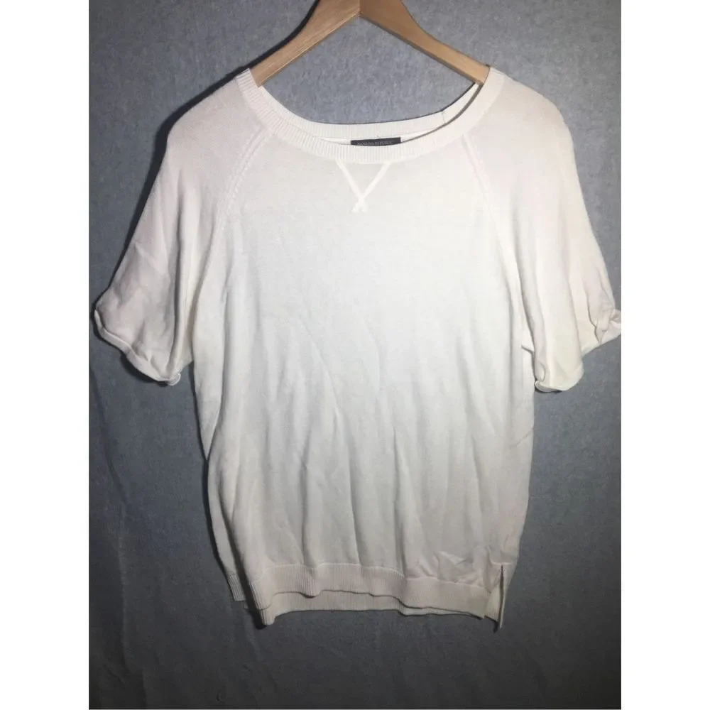 Womens Banana Republic Shirt White Short Sleeve Soft Casual Basic Closet Staple